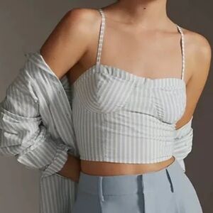 EUC Anthropologie Dres shirt with bustier Cami white/green sz Medium ~ $168